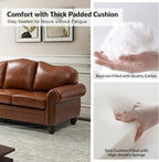81" Genuine Leather Sofa, Classic 3-Seater Couchs - Image 5