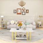AWQM Faux Marble Table Set, Coffee Table & 2 Side Table, Faux Marble Tabletop - Image 6