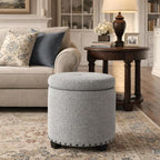 HomePop Home Decor | Upholstered Round Storage Ottoman - Image 4