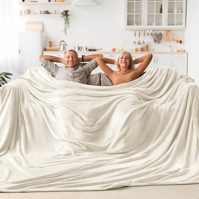 BEDELITE Fleece Blanket Soft Plush Oversized Bed Blanket Cream 120"x120" | by BEDELITE