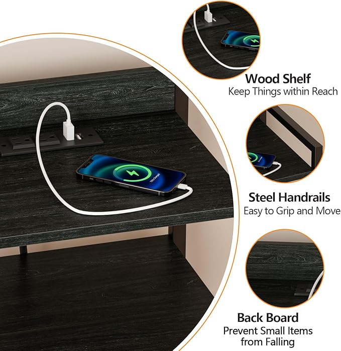 Furnulem Night Stand with Charging Station, Tall Dresser - Image 6