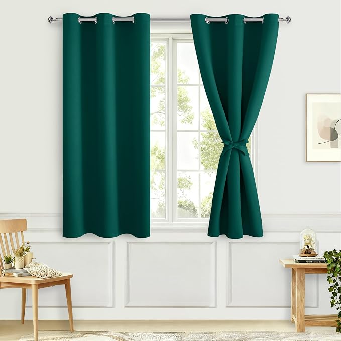 Blackout Curtains for Bedroom, Hunter Green, 38 x 54 Inch, 2 Panels | Light by Hiasan