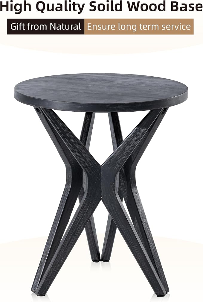 Pedestal Farmhouse End Table, Distressed Top - Image 4