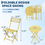 GarveeTech 3-Piece Folding Bistro Set, Heavy Duty Outdoor Patio Furniture - Image 3