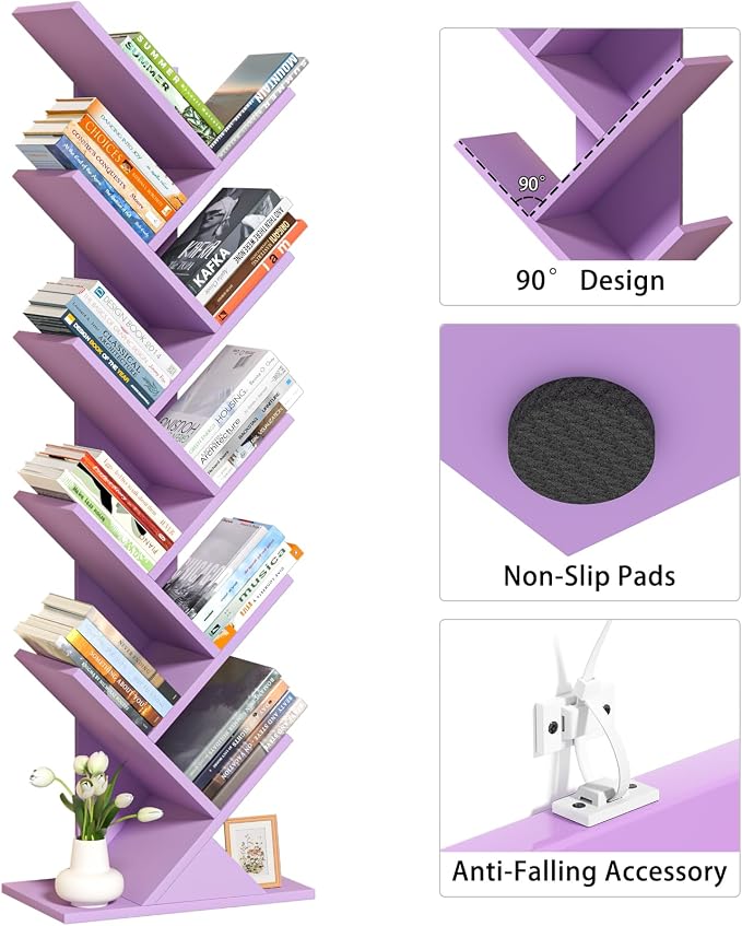 10 Tier Tree Book Shelf, Floor Standing Wood Bookshelf - Image 6