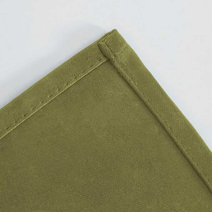 Blackout Curtains 52 x 90 Inch Long Olive Green Curtains Set of 2 Panels Room - Image 7