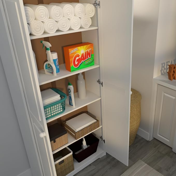 From the Tree Furniture Solid Pine Pantry Cabinet — 72" Tall White Kitchen - Image 7