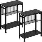 End Table Set of 2 for Small Space, 3-Tier Narrow Side Table by HOME