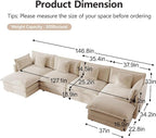 mikibama Modular Sectional Sofa, 146.5 Inch U Shaped Couch Set - Image 2