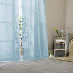 Sky Blue Sheer Curtains 96 Inches Long 2 Panels, Light Filtering Voile Solid - Image 8