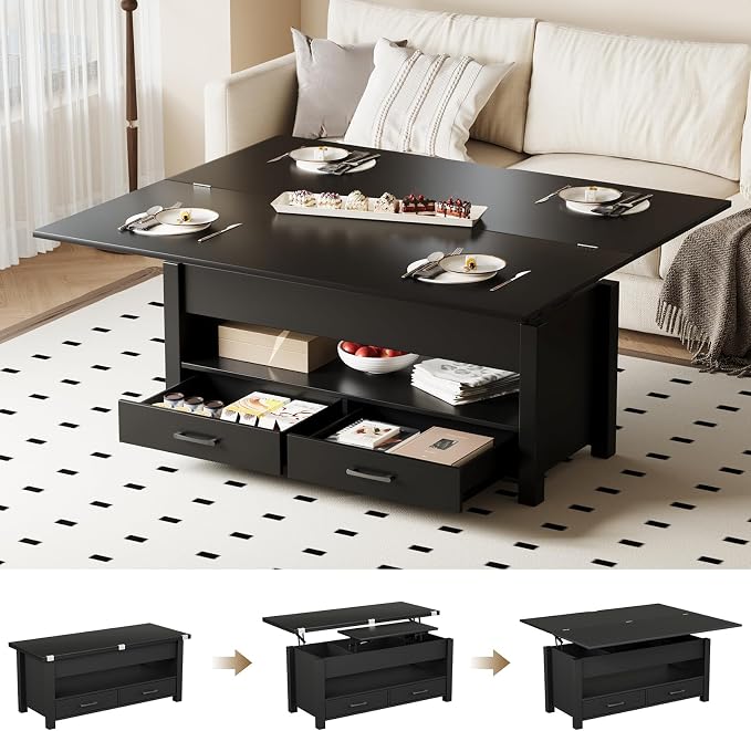 Garvee 40" Coffee Table Lift Top, Converts to Dining Table by Garvee