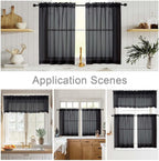 Black Valances for Windows, Modern Solid Mini Small Window Curtains for Cafe - Image 6