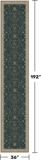 Washable Dark Green Hallway Runner Rug 16 ft Long - Image 2