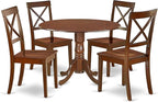 East West Furniture DLBO5-MAH-W 5 Piece Dining Room Table Set Includes a Round by EastWestFurniture