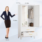erosoei Metal Armoire Wardrobe Closet, 71 "Metal Clothing Storage Cabinet - Image 2