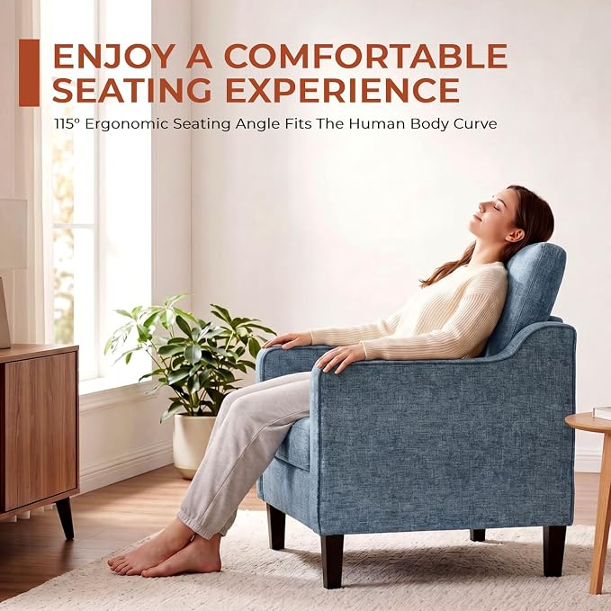 TLSUNNY Mid-Century Accent Chair, Modern Upholstered Chenille Armchair & Padded - Image 8