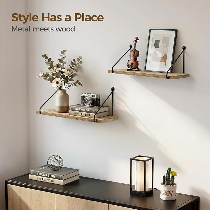 Afuly Floating Wall Shelves Rustic Wall Mounted Hanging Shelf Farmhouse Wall - Image 4
