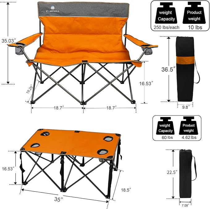 Camping Chair Set of 3, Outdoor Folding Camping Chairs - Image 3