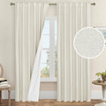 Linen Blackout Curtains for Bedroom 90 Inch by LAMIT