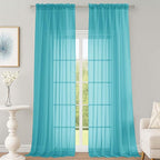 Sheer Turquoise Curtains 108 Inches Long by OWENIE