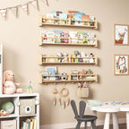 34Inch Nursery Bookshelves, Wall Floating Shelf Kids Coat Rack - Image 2