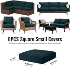 8Pcs Outdoor Cushion Covers, Stretch Patio Furniture Couch Chair Slipcovers | - Image 2