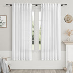 White Linen Curtains for Living Room 2 Panels Set Neutral Modern Farmhouse by Nanspring