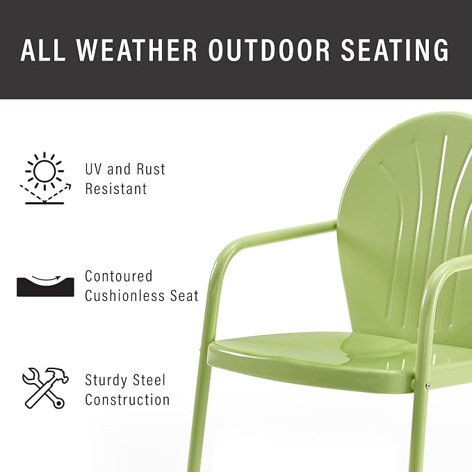 Crosley Furniture Griffith Outdoor Chair, Retro Metal Patio Chairs - Image 7