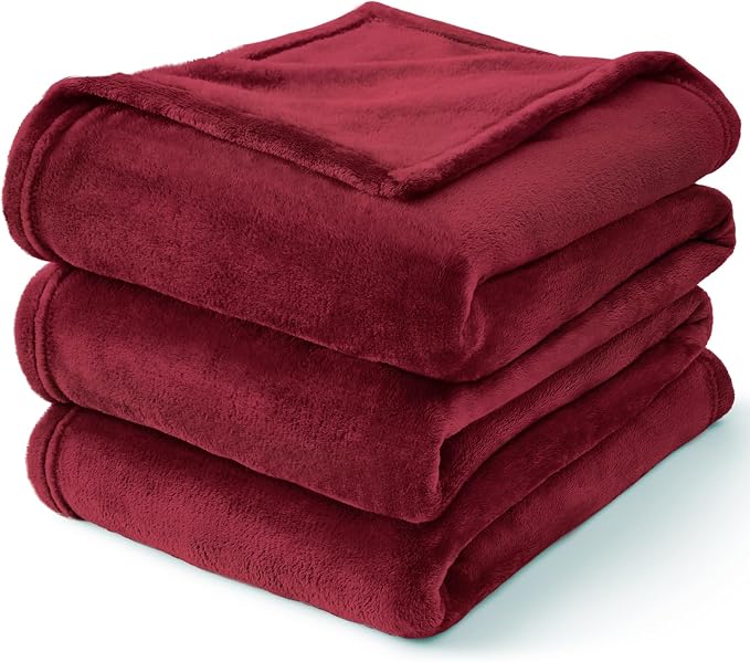BEDELITE Fleece Blanket Soft Plush Twin Size Blanket Burgundy 60"x80" | Ultra - Image 9