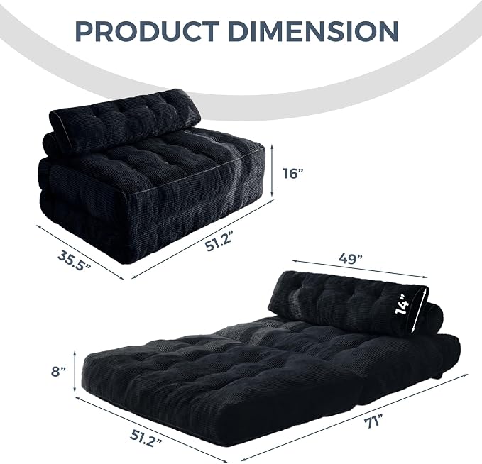 MAXYOYO Folding Sofa Bed, Convertible Sleeper Chair - Image 2