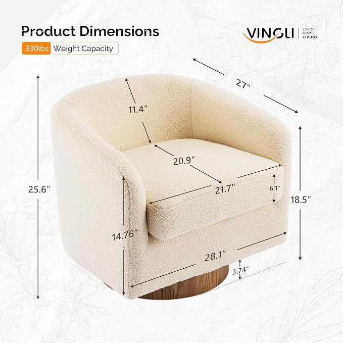 VINGLI 360°Swivel Accent Chairs Set of 2 - Image 2