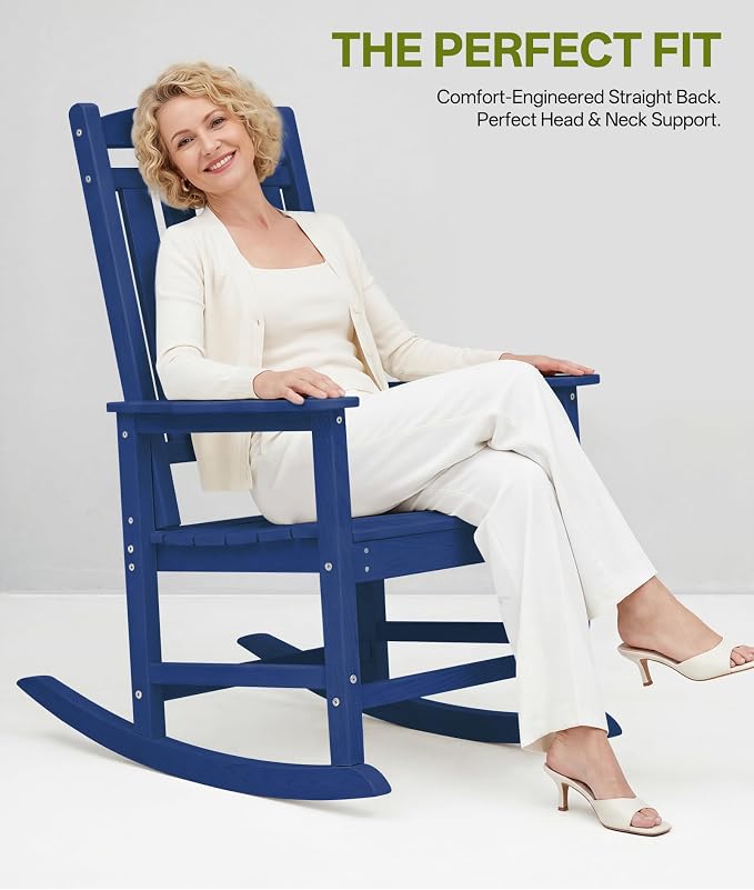 Outdoor Adirondack Rocking Chairs All-Weather HDPE Patio Rocker Chair - Image 5