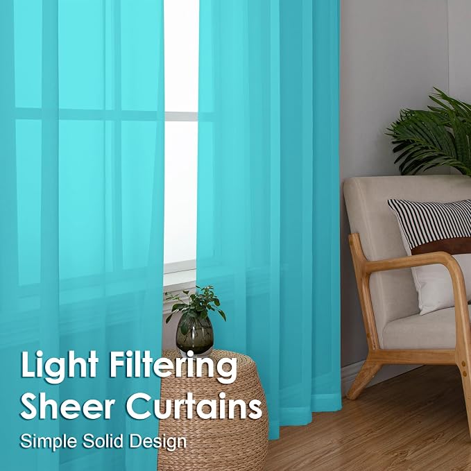 Turquoise Sheer Curtains 72 Inches Long 2 Panels - Image 6