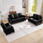 LEVNARY Compact PU Leather Sofa Set 3 Piece, Small Space Couch Set - Image 6