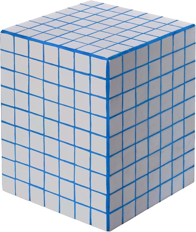 JONATHAN Y Callista White/Blue Modern Ceramic Tiled Cube Side Table, 18-Inch by JONATHANY