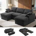 Upgrade Boneless Couch with Storage, Extra Deep&High Seat Modular Sectional by Unknown