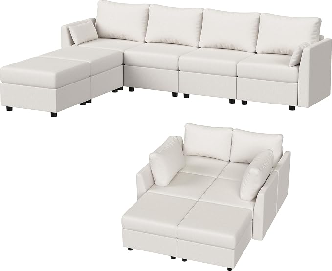 Huatean Home 114.17" Modular Sectional Sofa, 6 Seat Modular Couch - Image 4