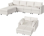 Huatean Home 114.17" Modular Sectional Sofa, 6 Seat Modular Couch - Image 4
