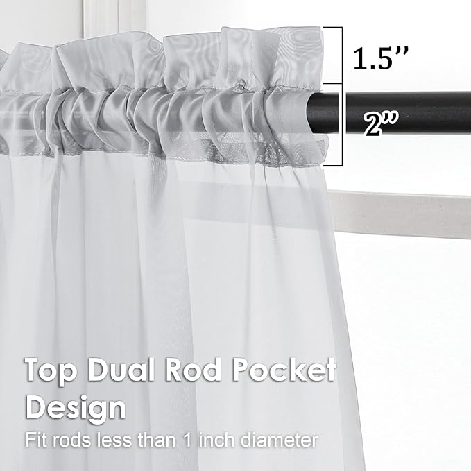 Light Grey Sheer Curtains 90 Inches Long 2 Panels - Image 3