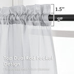 Light Grey Sheer Curtains 54 Inches Long 2 Panels - Image 3