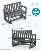 SERWALL Outdoor Glider Rocking Chair, HDPE All-Weather Resistant 2-Person - Image 2