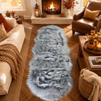 EasyJoy Faux Sheepskin Rug, 2 x 6 ft, Frosted Bottom Gray | Fluffy Faux Fur by EasyJoy