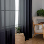 Black Sheer Curtains 90 Inches Long 2 Panels Set, Privacy Voile Light Filtering - Image 2