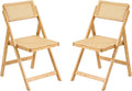 Furlide Rattan Folding Chairs, Modern Mid Century Dining Chairs Set of 2 by Furlide