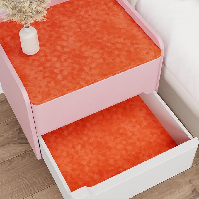Orange Velvet Drawer Liner Roll Self Adhesive Fabric Felt - Image 2