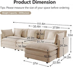 mikibama Modular Sectional Sofa, 111.5 Inch L Shaped Couch Set - Image 2