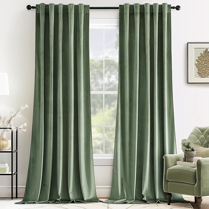 MIULEE Sage Green Velvet Curtains 52x84 inches Luxury Blackout Curtains | by MIULEE