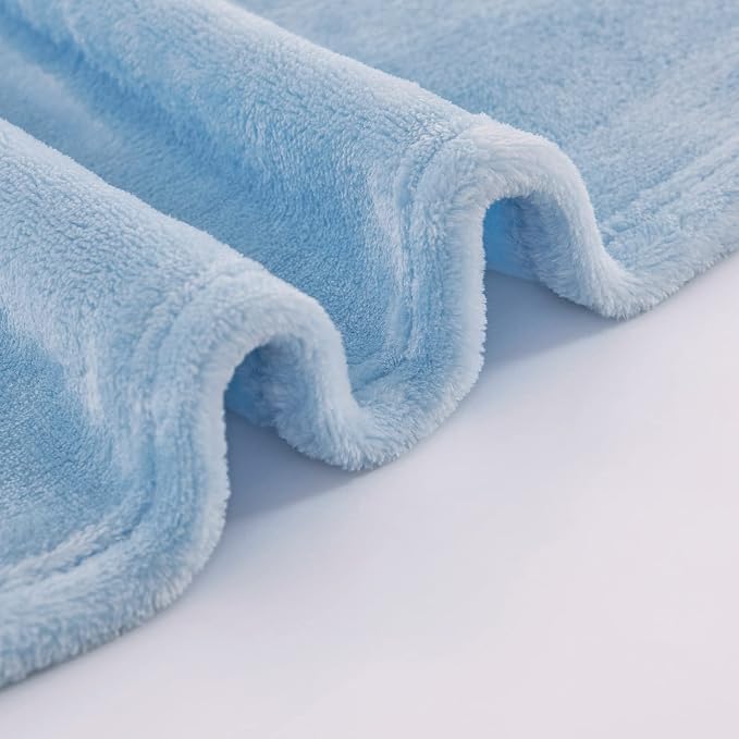Light Blue Fleece Plush Throw Blanket 60"x80"for Couch Fuzzy Cozy Flannel | - Image 4