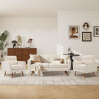 Tbfit Linen Fabric Single Sofa, Accent Chair, Mid Century Modern Armchair - Image 8