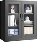 PEUKC Display Cabinet with Acrylic Doors, 35.4 Inches Metal Curio Storage by PEUKC